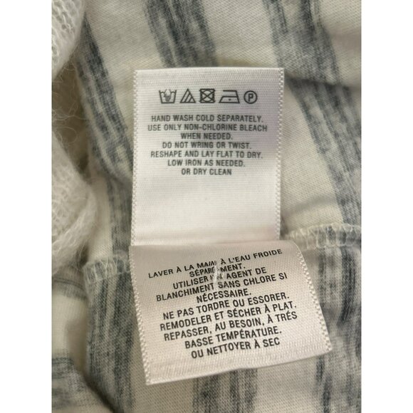 Anthropologie Moth Cream Gray Striped Alpaca Wool Blend Cowl Neck Sweater Medium - Picture 6 of 6